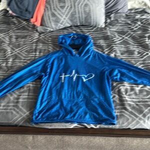 Blue Hoodie with White Graphic